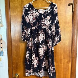 Floral Black and Pink Women's Dress